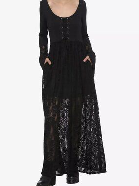 Hot Topic Skull Lace Bell Sleeve Maxi Dress - Junior XL - NWT!